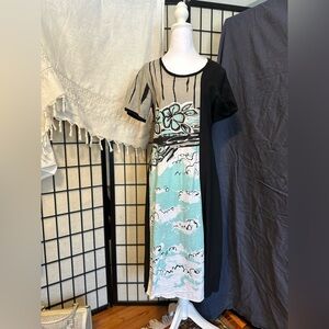 Lee Andersen Black and Blue Maxi Dress